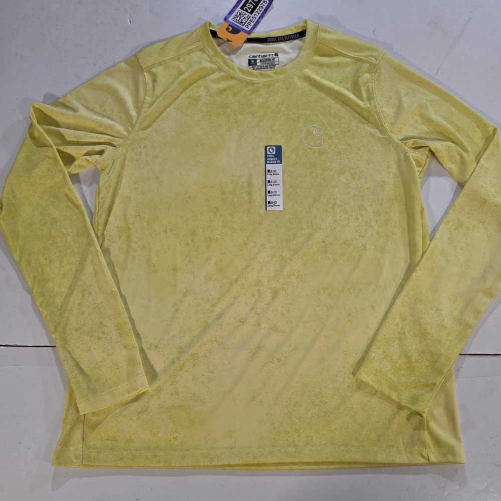 Carhartt Force Sun Defender Womens Yellow Long Sleeve T-Shirt M 106632-Y58